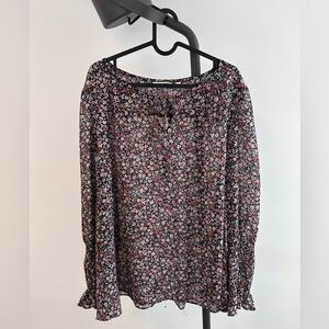 Reitmans Floral Blouse - Black and Pink